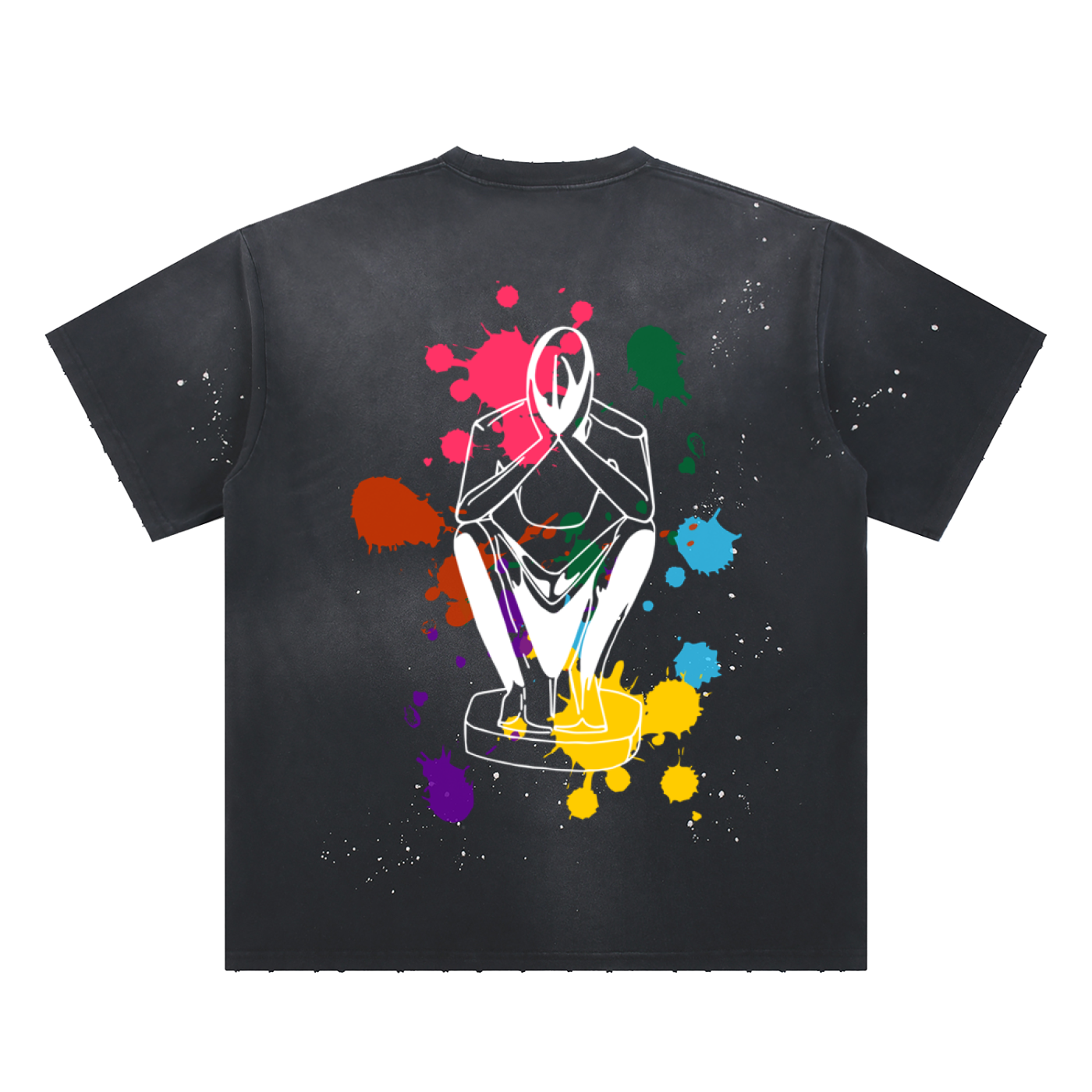 GIFTED_Hand-Frayed Sunfade Paint Splatter T-Shirt