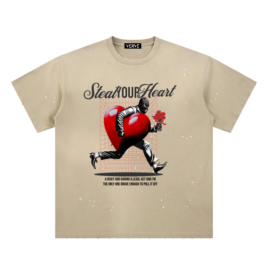Steal Your Heart_Hand-Frayed Sunfade Paint Splatter T-Shirt