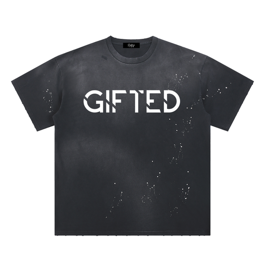 GIFTED_Hand-Frayed Sunfade Paint Splatter T-Shirt