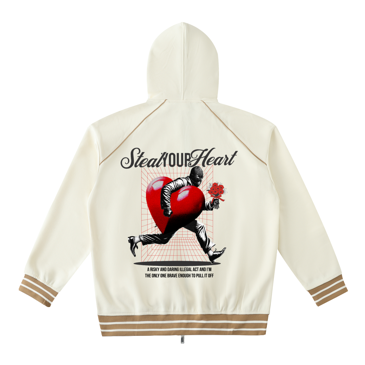 Striped Trim Zip-Up Hoodie