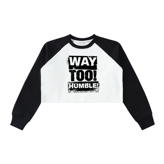Raw-Hem Color-Block Raglan Crop Sweatshirt