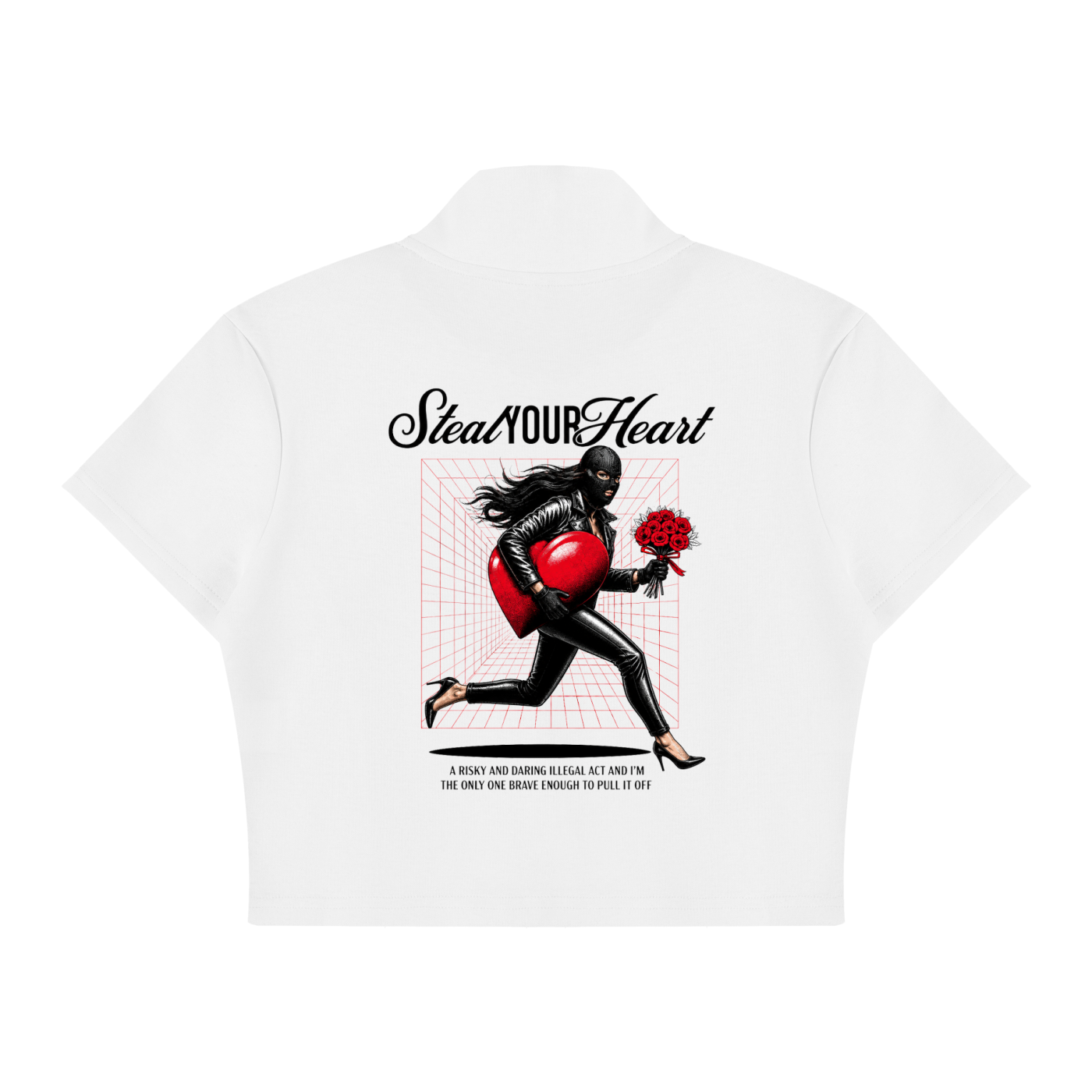Women's Cropped Full Zip Short Sleeve Steal Your Heart T-Shirt